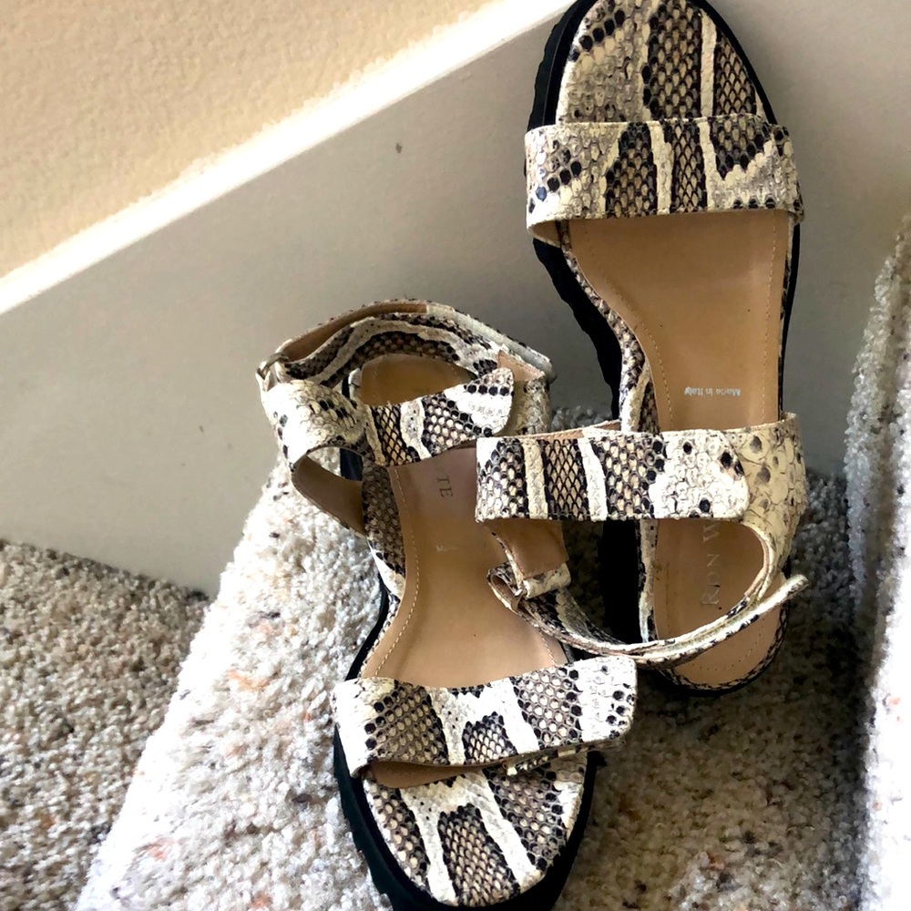 Size 7 1/2 Python Embossed Open-Toe Sandals - image 1